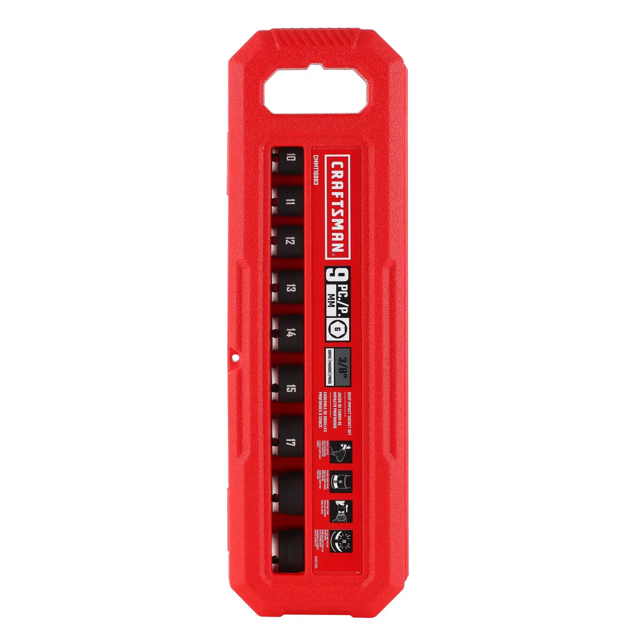 9PC 3/8IN MM DEEP IMPACT SOCKET SET