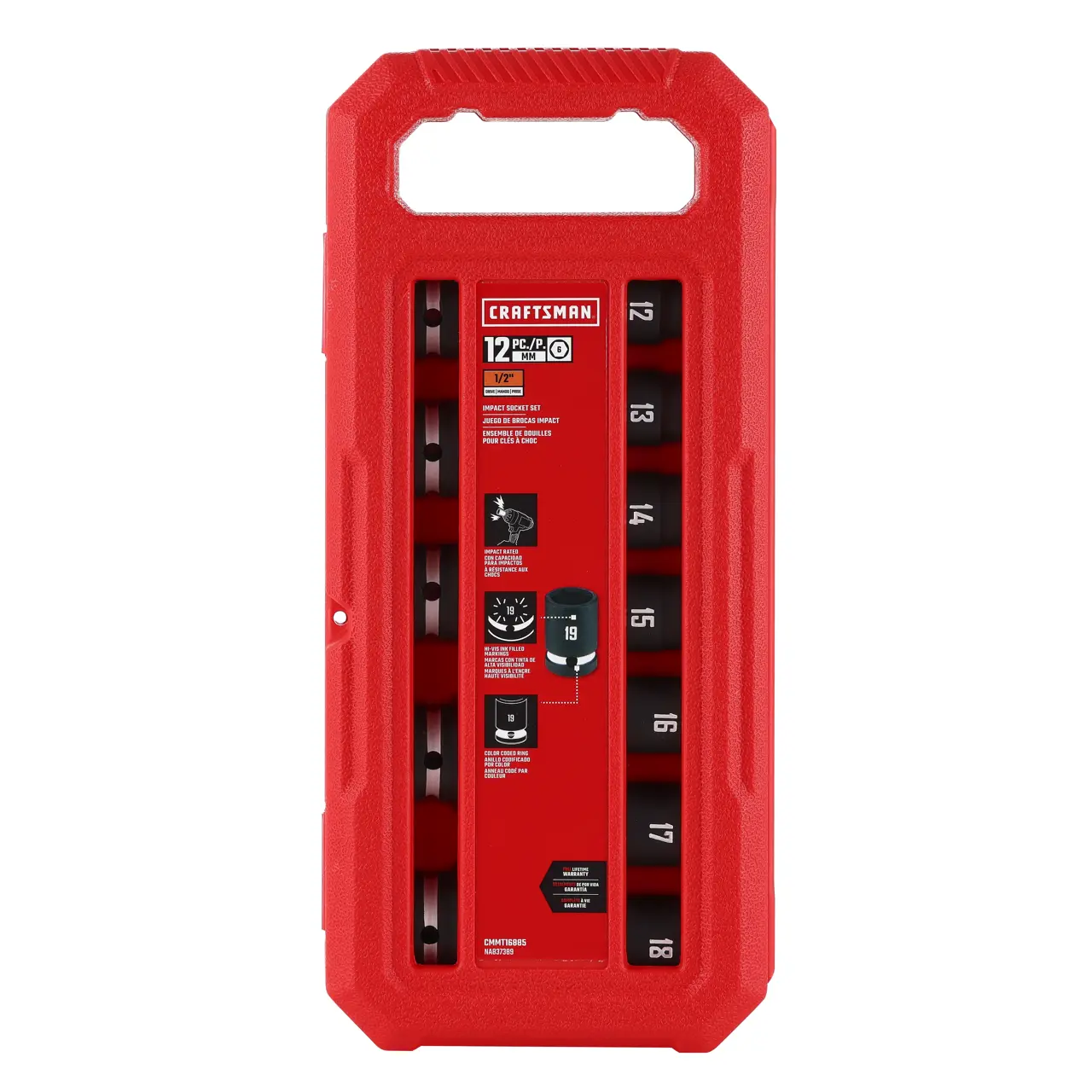 12PC 1/2IN MM SHALLOW IMPACT SOCKET SET