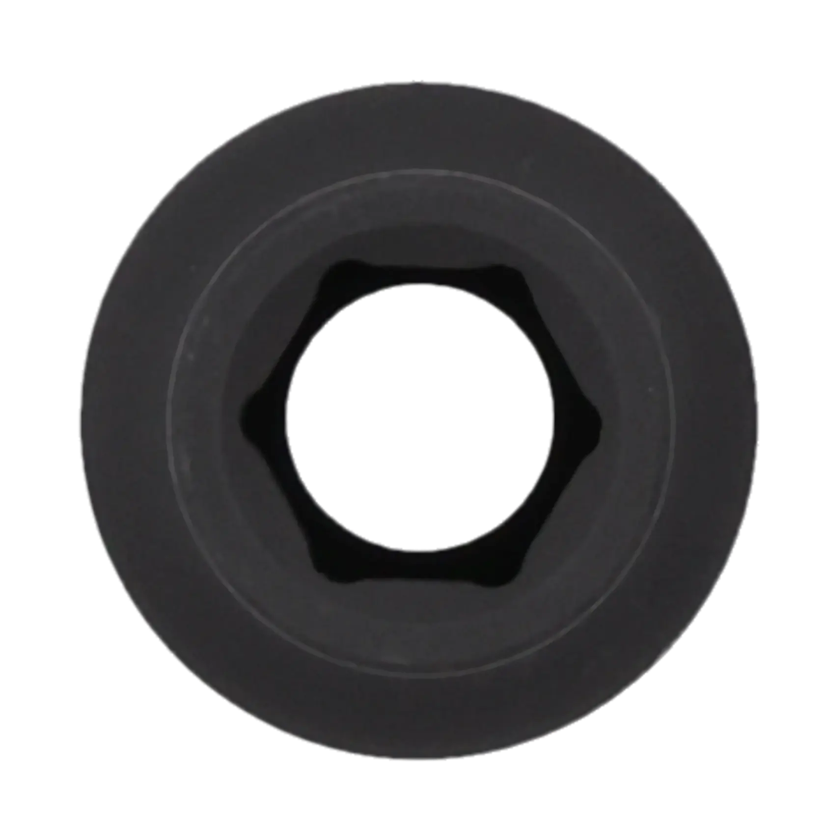 Close-up view of a black Craftsman socket, showing the hexagonal opening and circular outer edge.