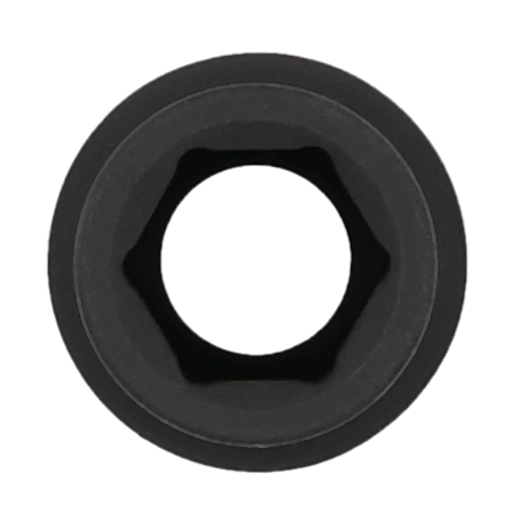 Close-up view of a black, hexagonal Craftsman socket tool, showing the inner opening for fitting onto a bolt or nut.