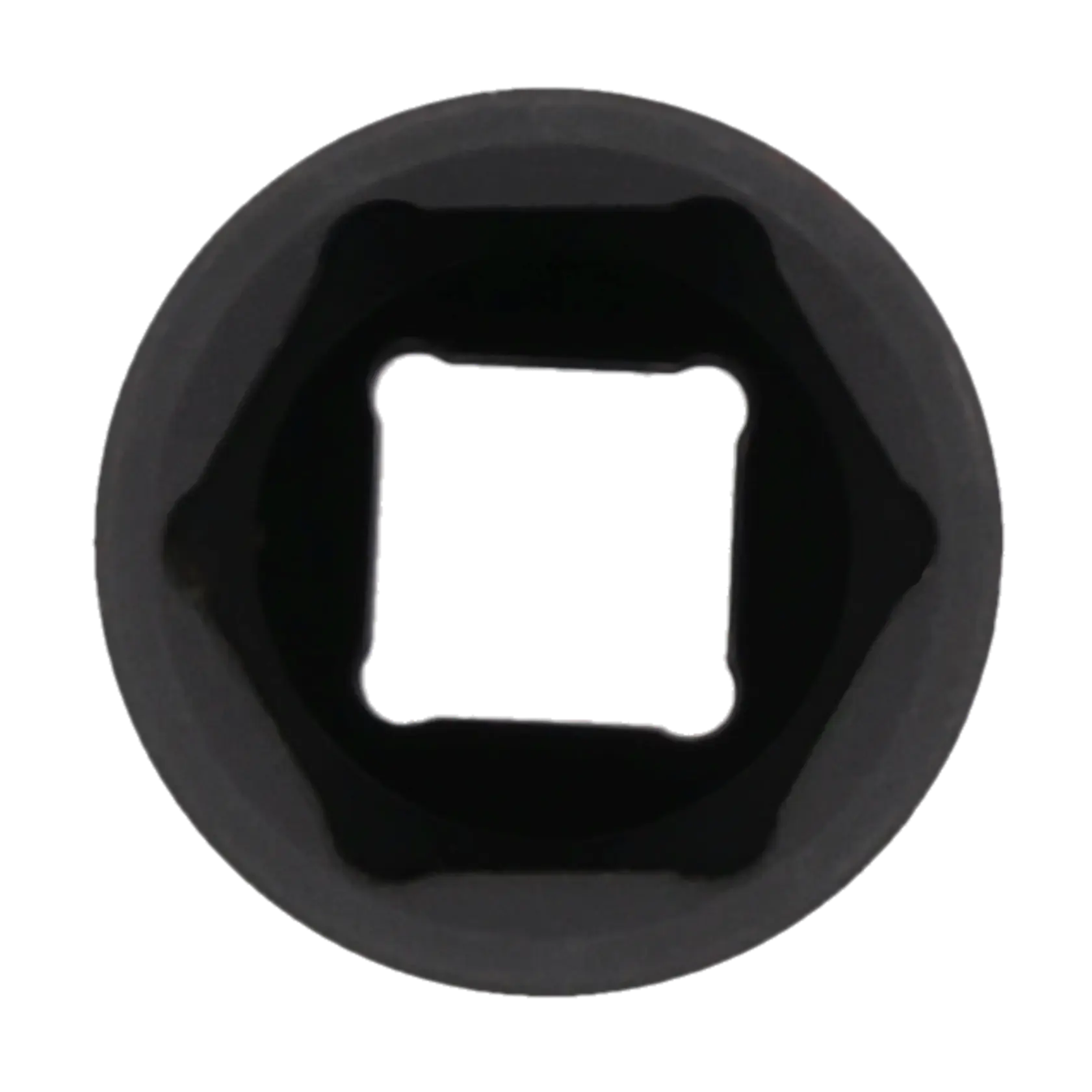 Close-up view of a black socket tool with a square drive opening, suitable for use with ratchets or socket wrenches.