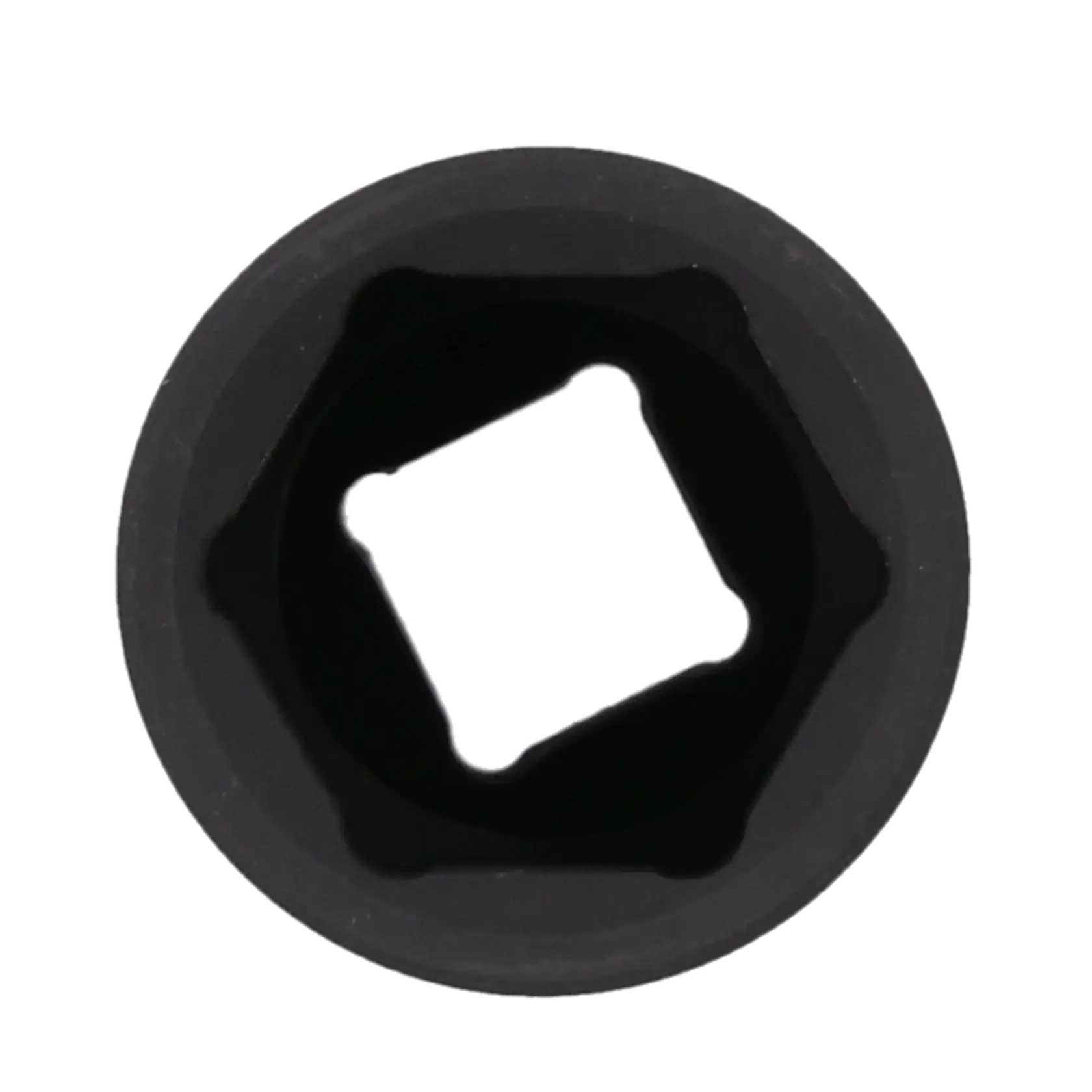 Close-up view of the inside of a black socket tool showing the square drive opening.