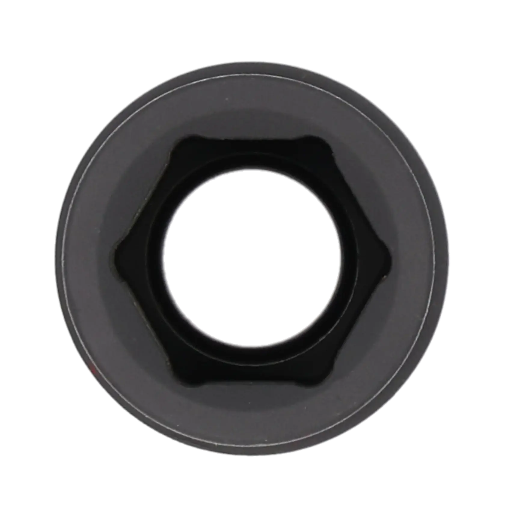 A close-up image of a black hexagonal socket, viewed directly from above, showing the inner hole and hexagonal shape.