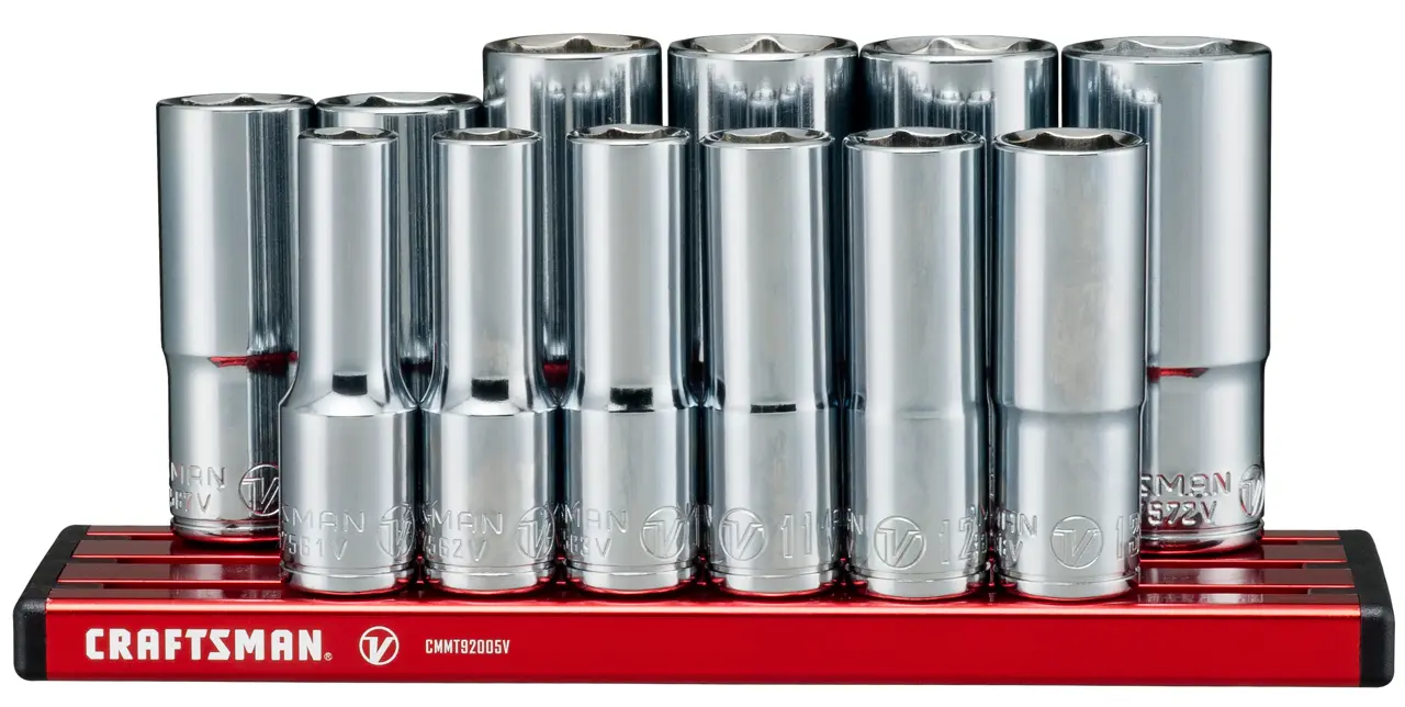 V-Series™ 3/8 in Drive Metric Deep 6-Point Socket Set (12 pc)