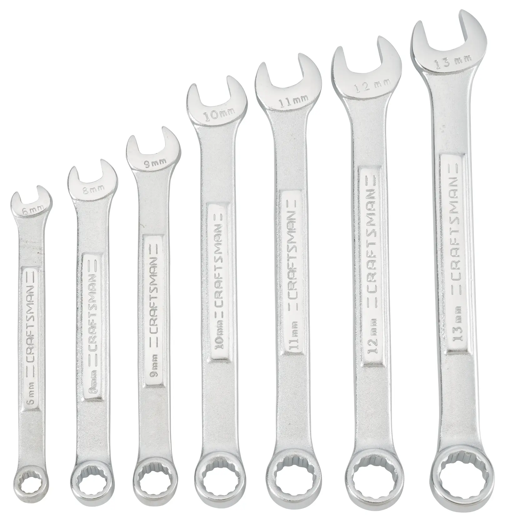 7 piece set 12 point metric standard combination wrench set.