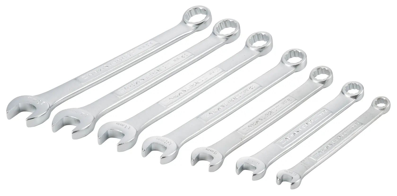 7 piece set 12 point metric standard combination wrench set.