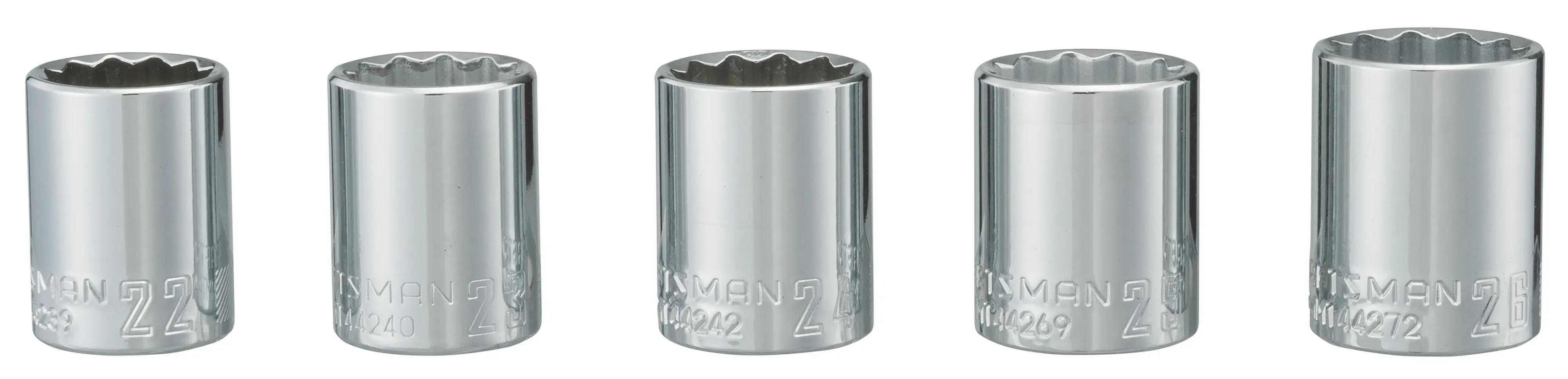 Half inch drive metric 12 point socket set 5 piece.