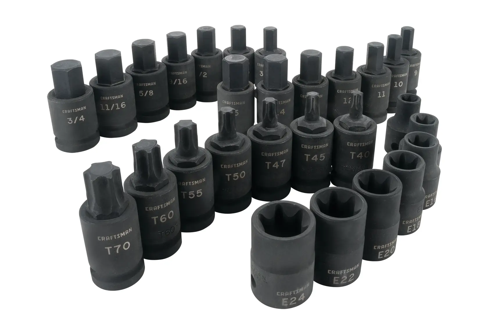 View of CRAFTSMAN Sockets: Impact on white background