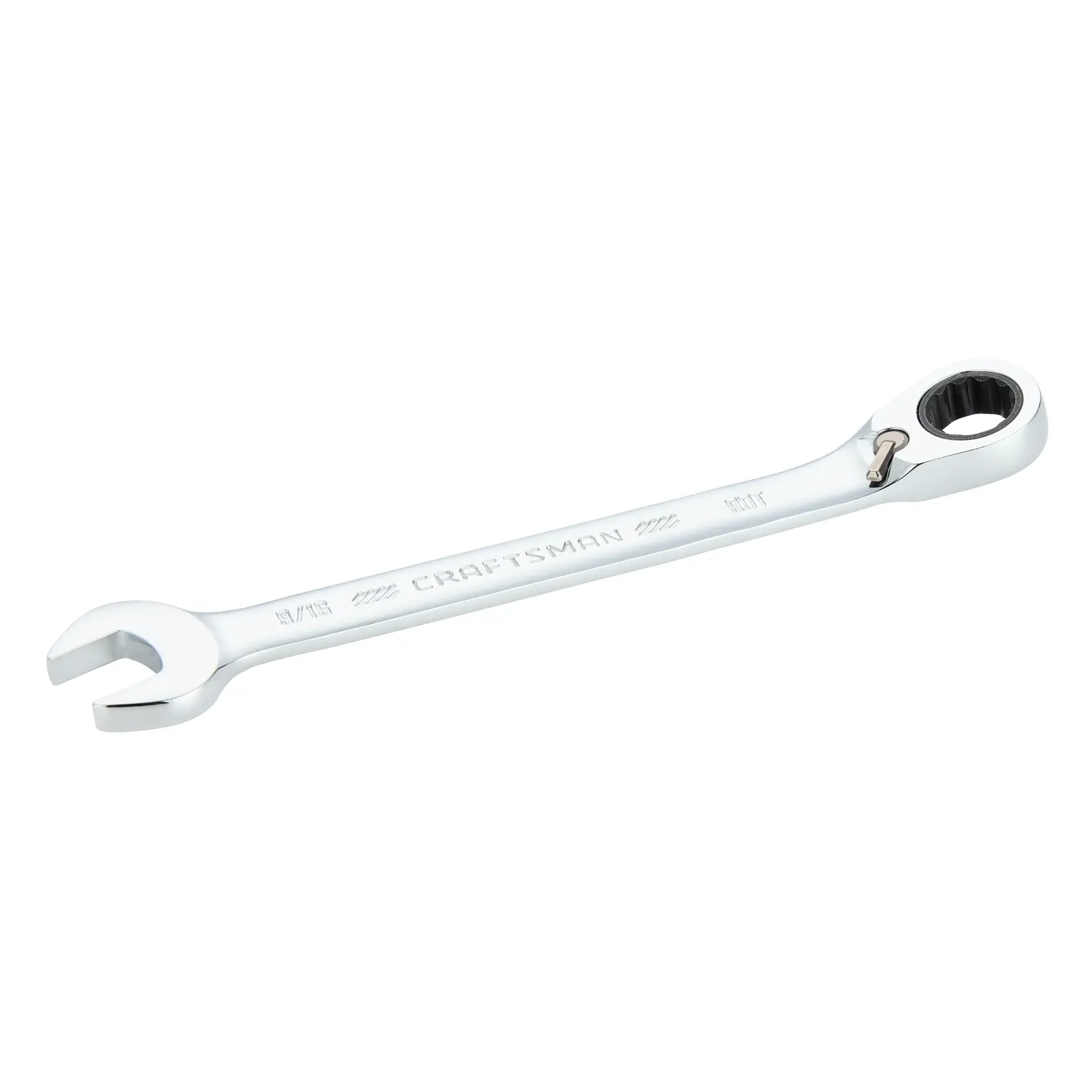 A single CRAFTSMAN brand combination wrench with an open end and a ratcheting box end, shown on a white background.