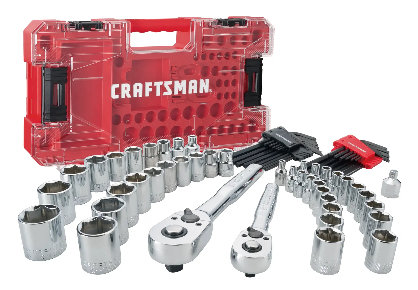 View of CRAFTSMAN Mechanics Tool Set on white background