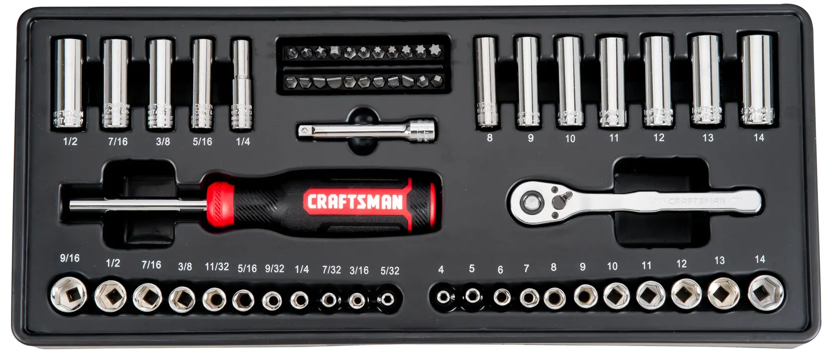 First Drawer Insert Tray of CRAFTSMAN 104 Piece Mechanics Tool Set