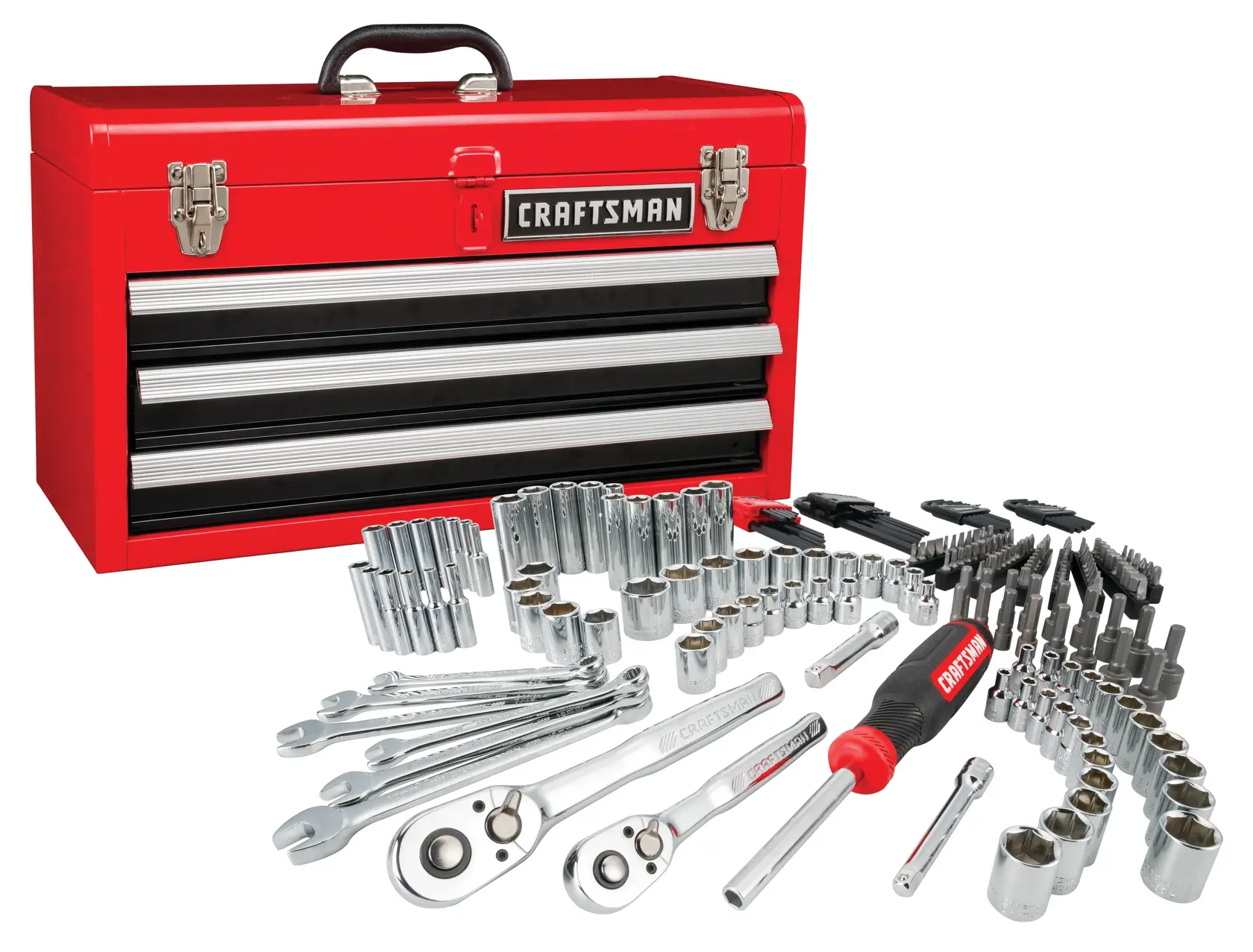 View of CRAFTSMAN Mechanics Tool Set on white background