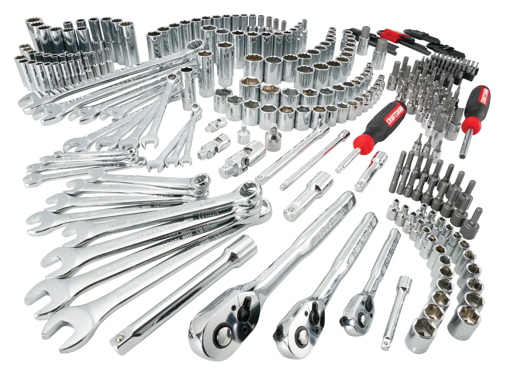 View of CRAFTSMAN Mechanics Tool Set on white background
