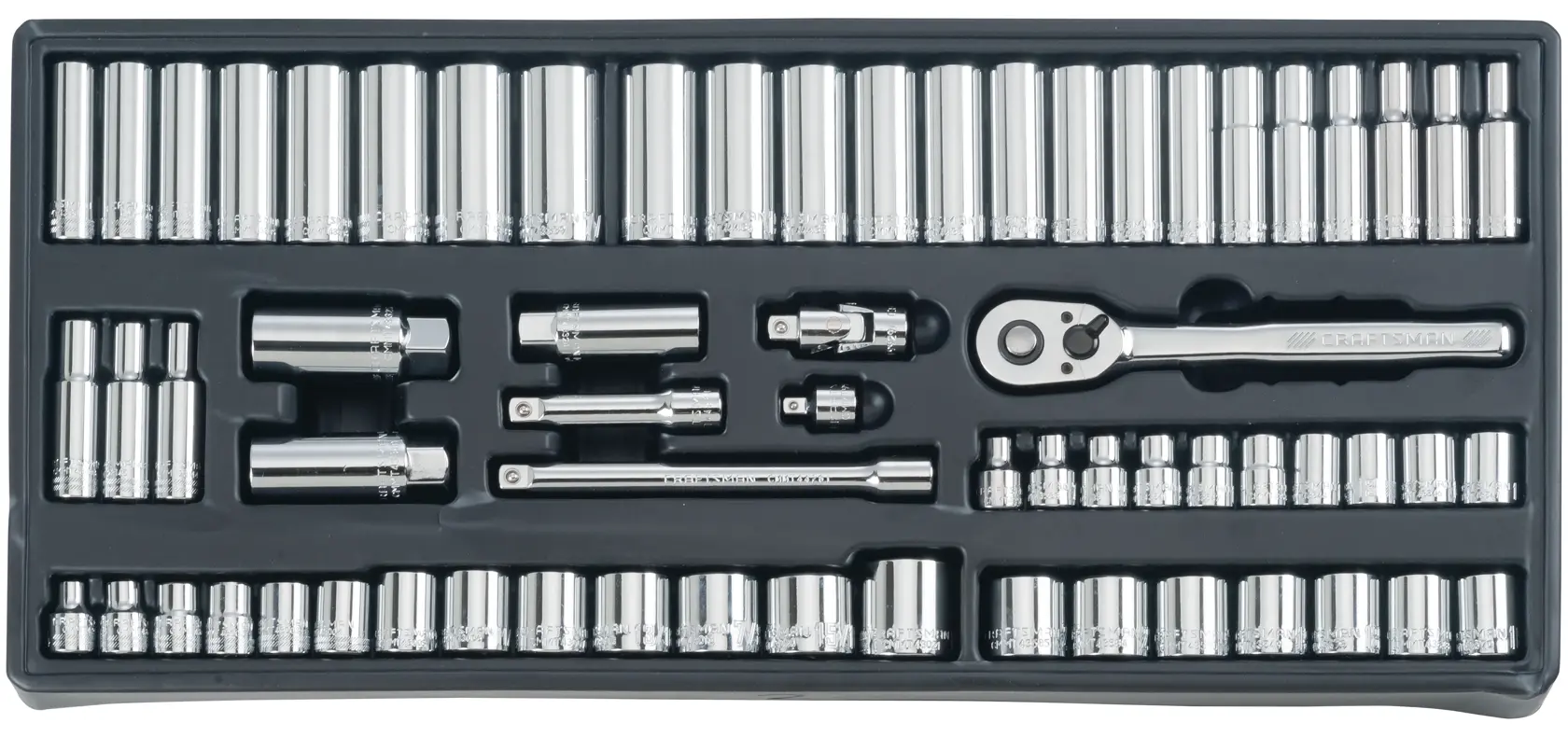 View of CRAFTSMAN Mechanics Tool Set on white background