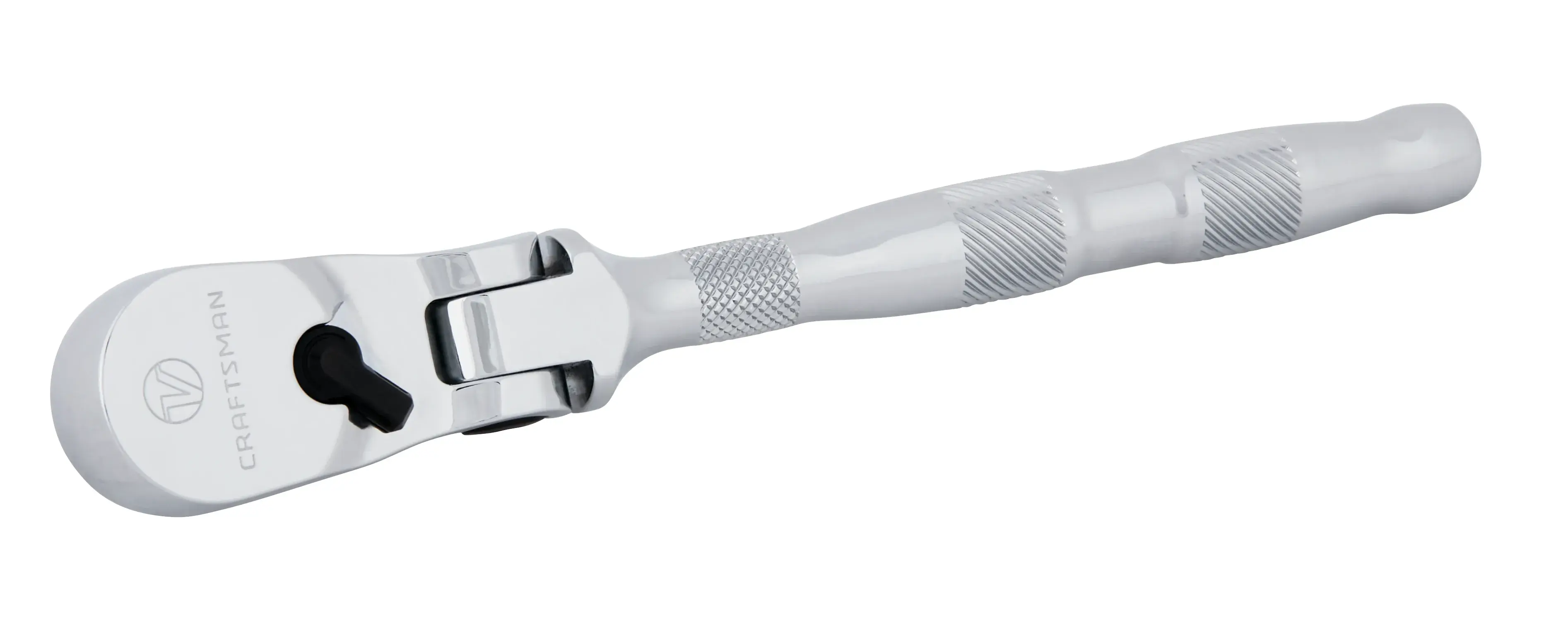 Right profile of V series three eighth inch drive flex head ratchet.