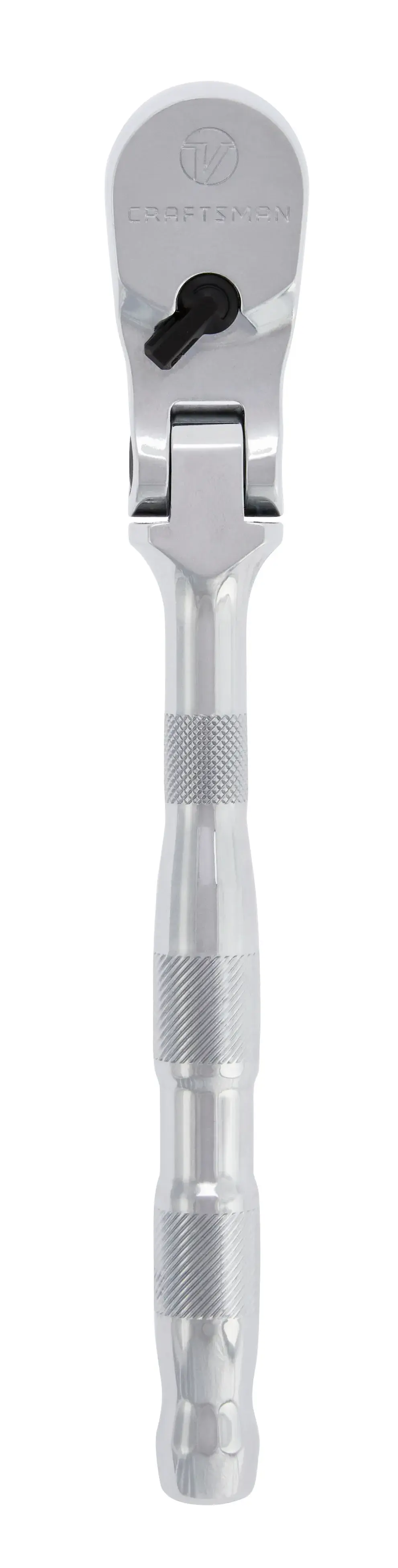 Profile of V series half inch drive flex head ratchet.