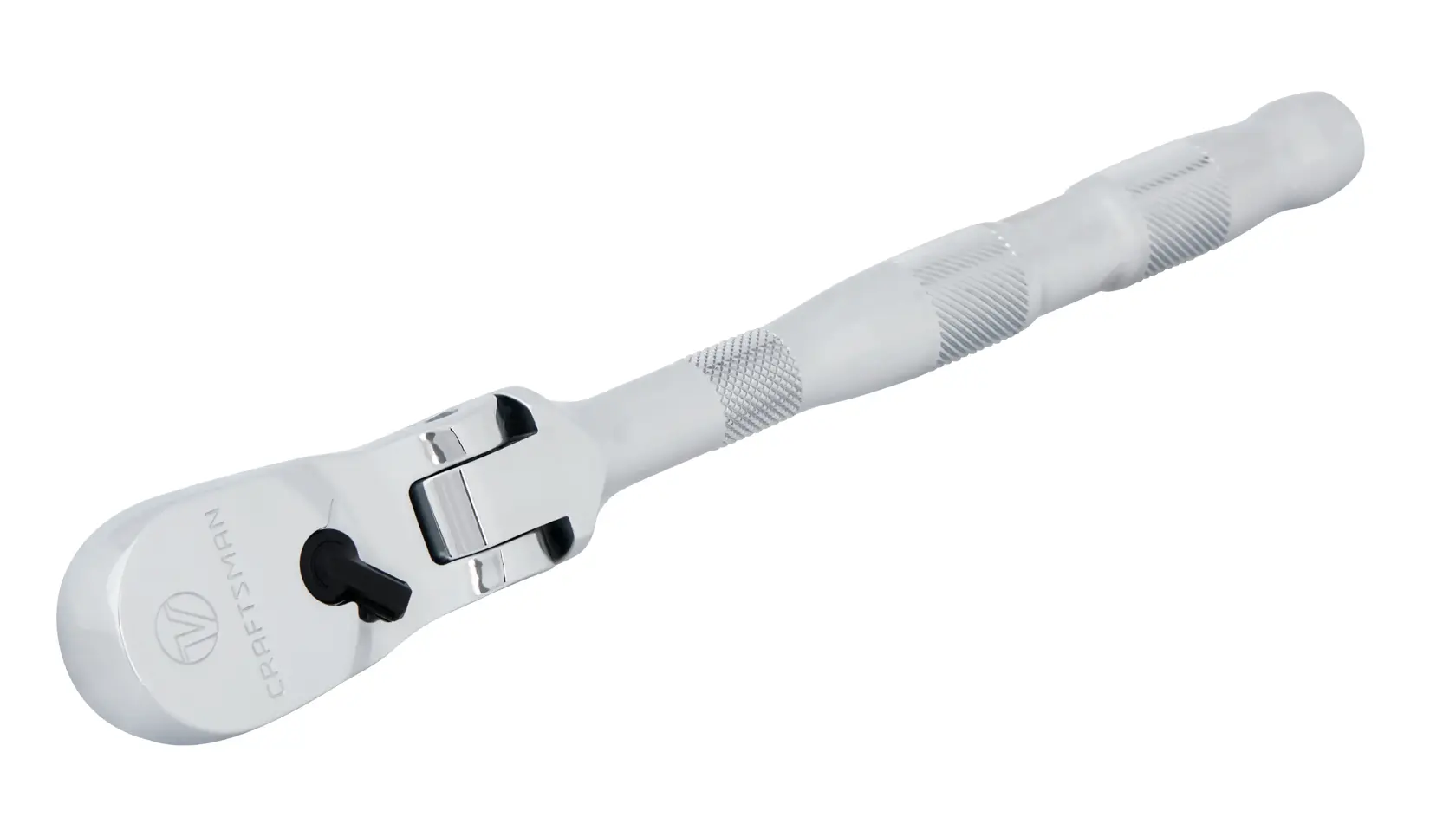 Right profile of V series half inch drive flex head ratchet.