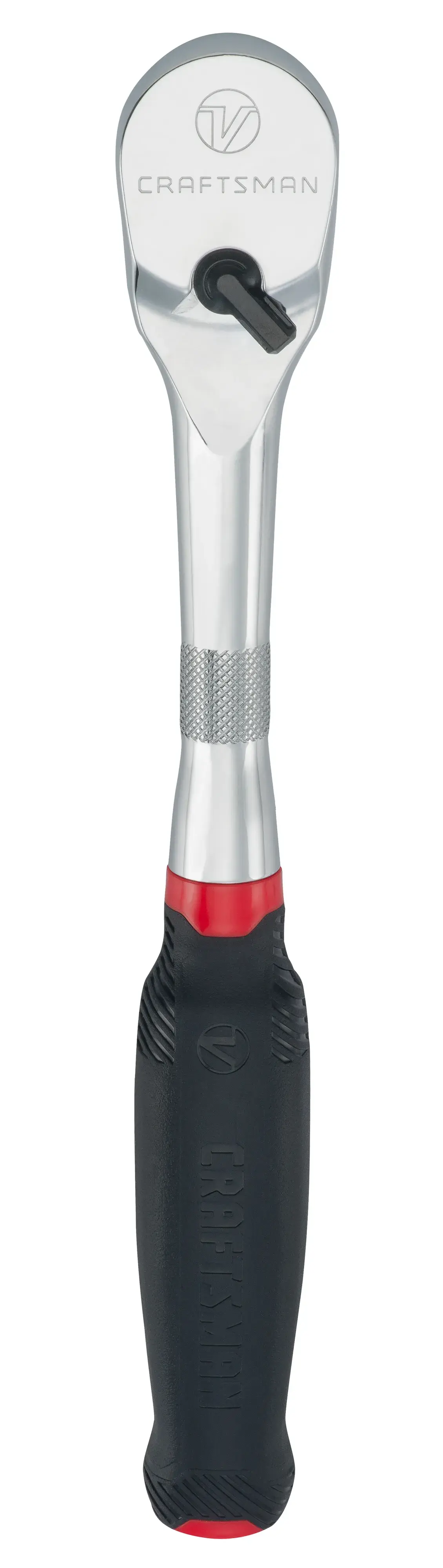 Profile of V series half inch drive comfort grip ratchet.