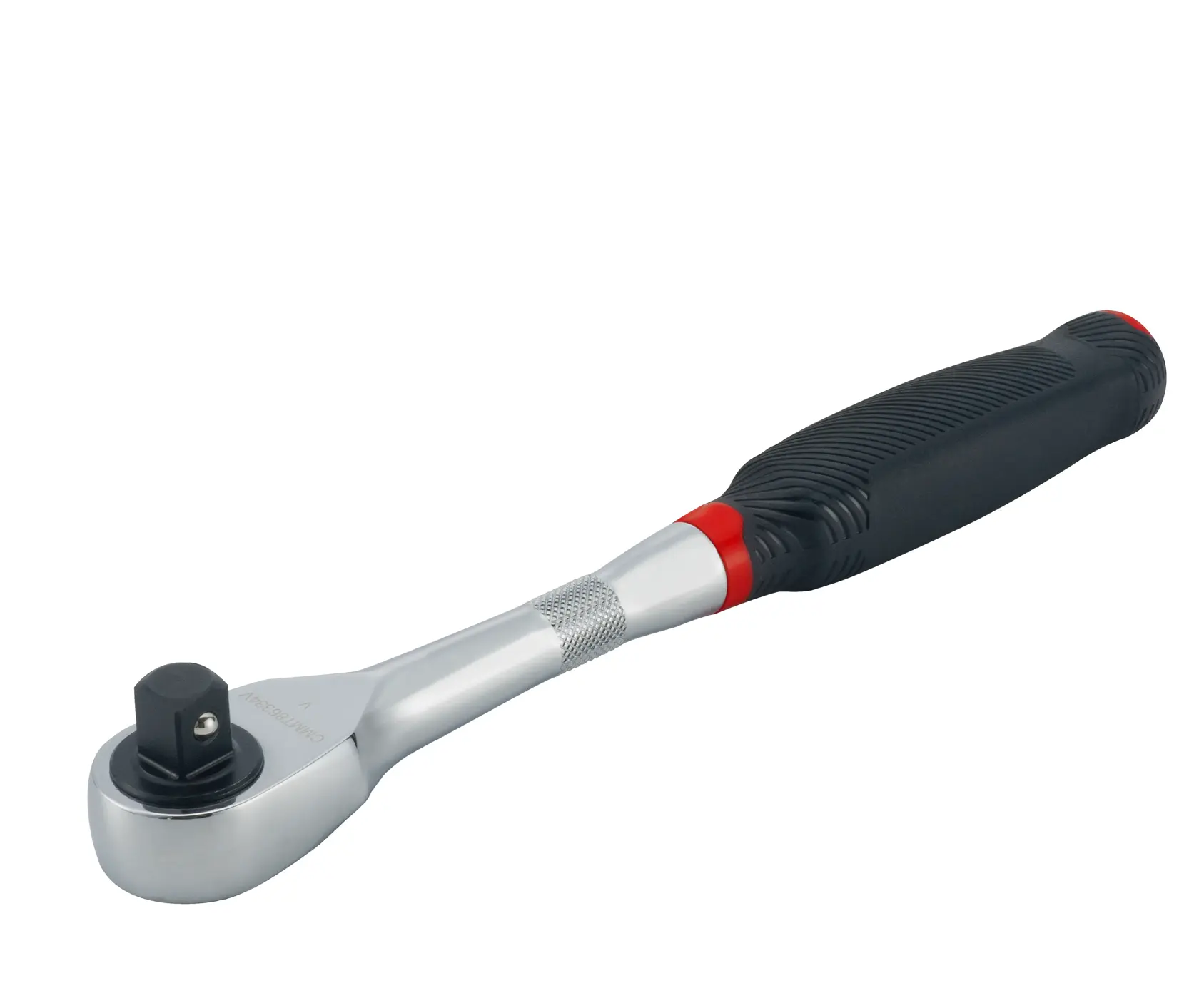 Profile of V series half inch drive comfort grip ratchet.