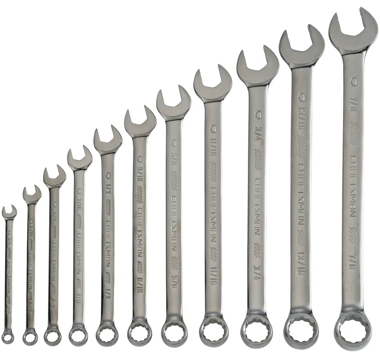 Gunmetal Chrome Standard (SAE) Long-Panel Wrench Set (11-Piece)