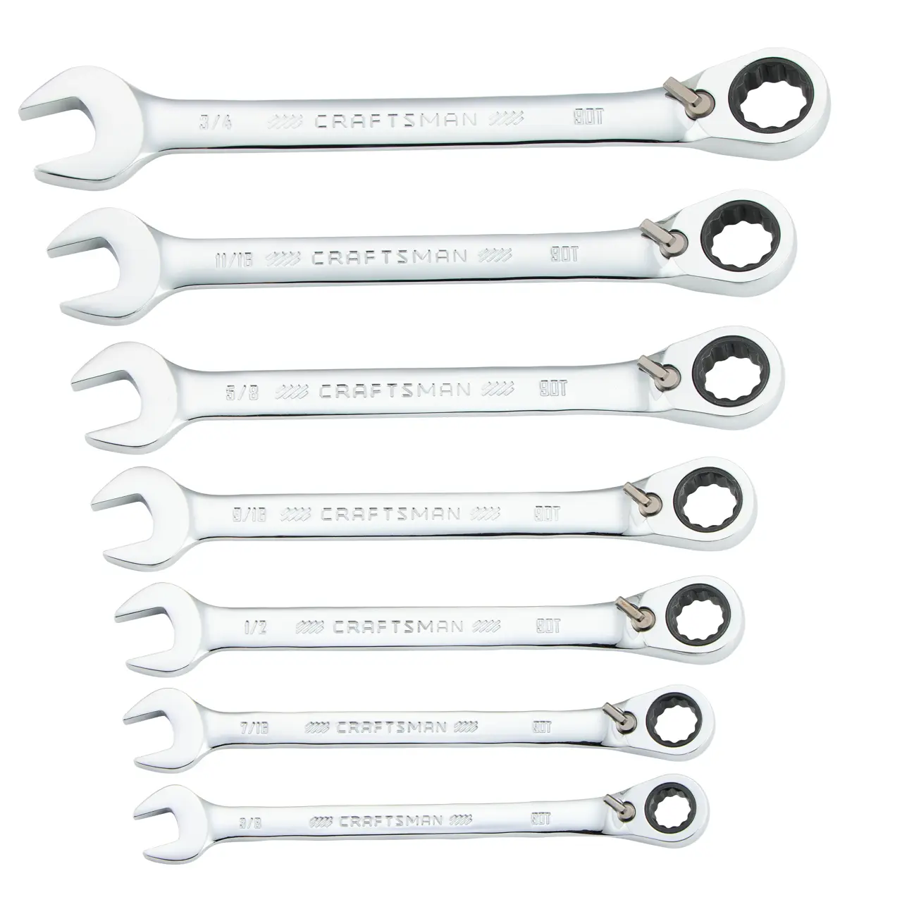Standard (SAE) Reversible Ratcheting Wrench Set (7-Piece)