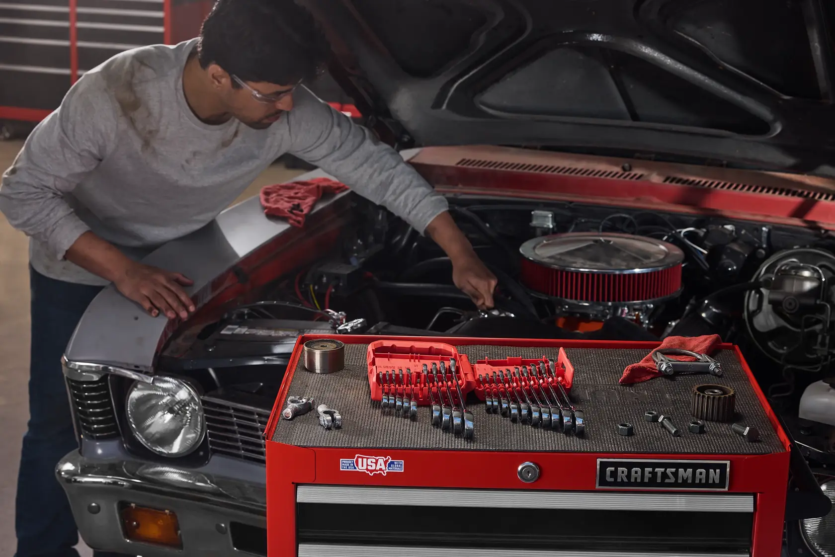 CRAFTSMAN® Best Cost Ratcheting Wrenches on a workbench