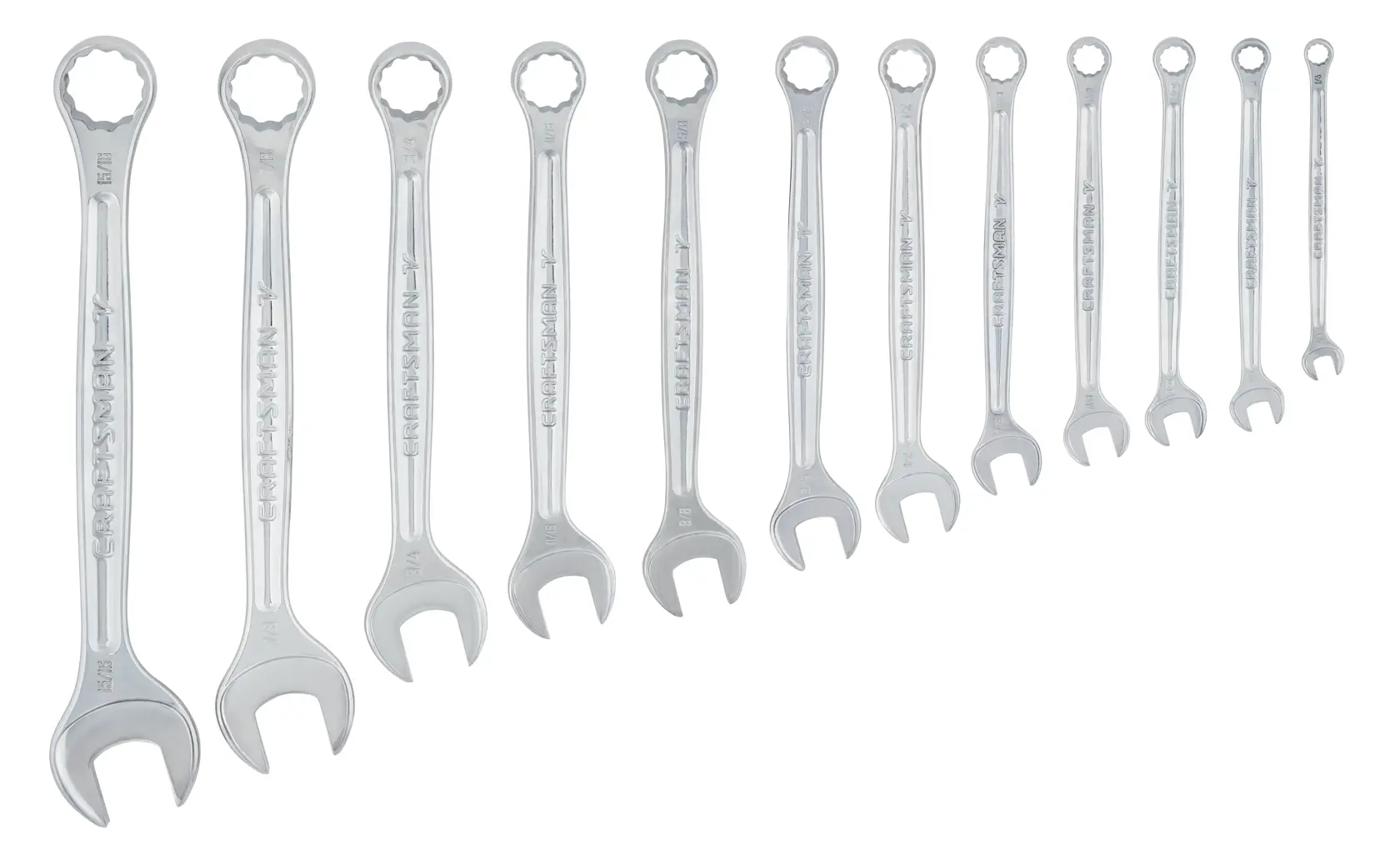Profile of V series S A E combination wrench set (12 piece).