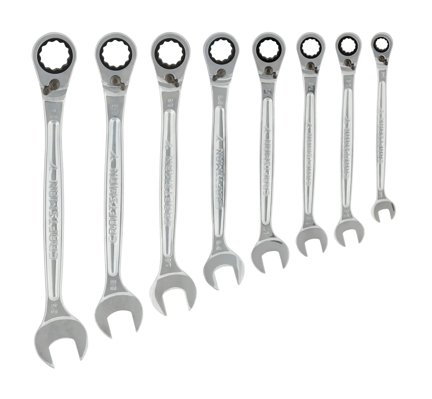 V series S A E reversible ratcheting combination wrench set (8 piece).