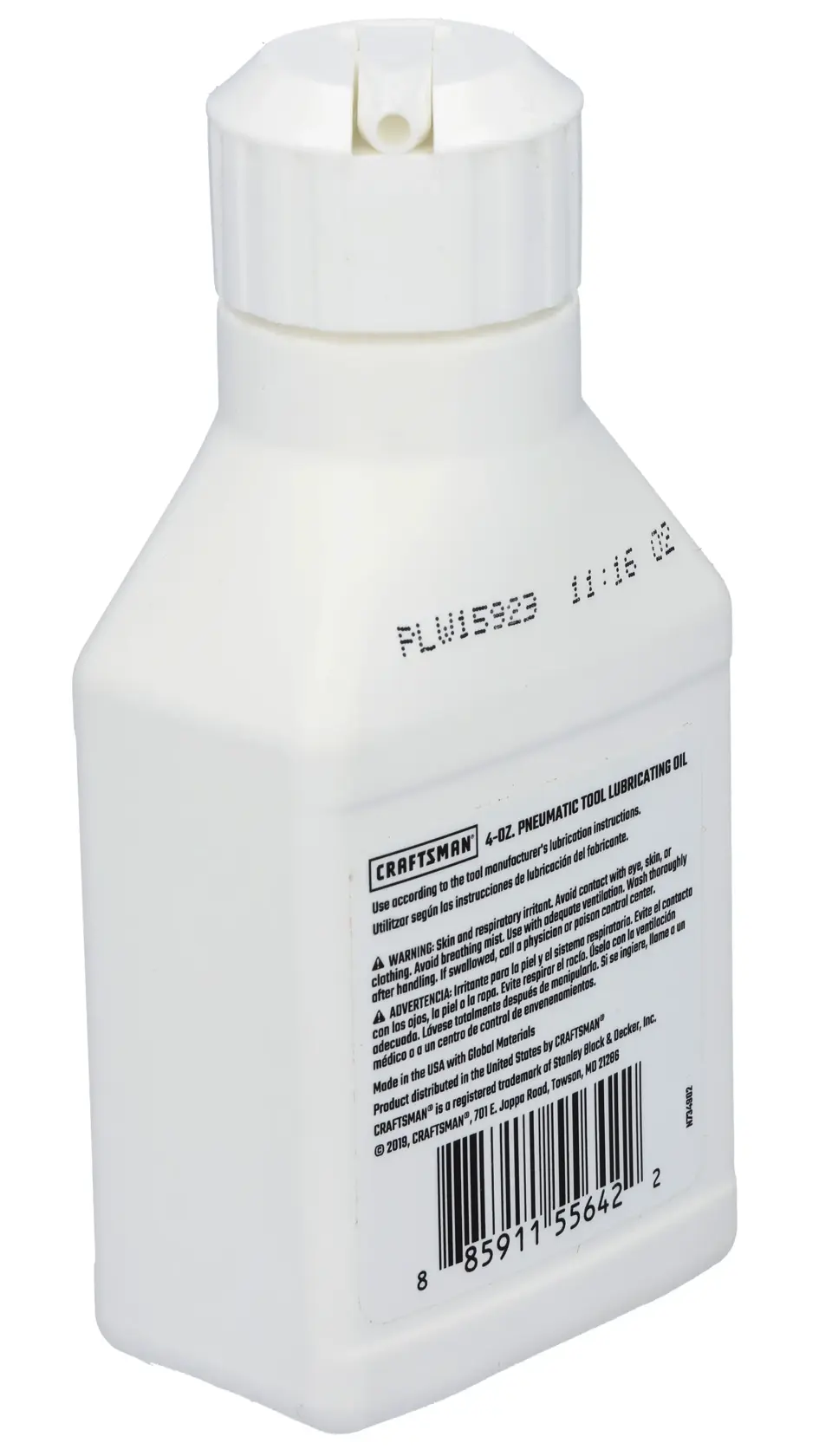 CRAFTSMAN CMPCPO100 Craftsman Air Tool Oil 4 oz compessor oil 3/4 away view.