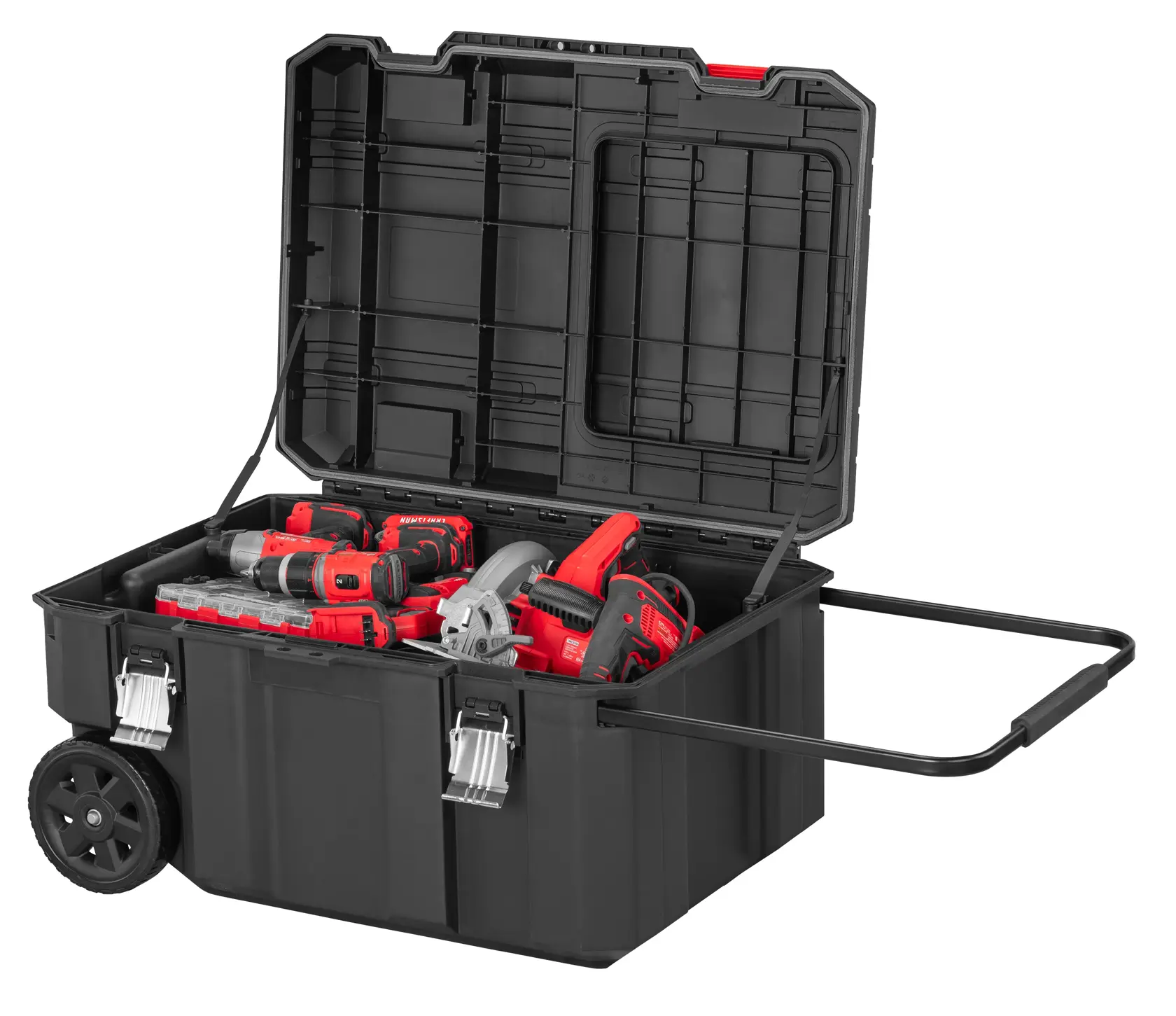 CRAFTSMAN VERSASTACK 30 Gallon Chest with full lid open and tools inside