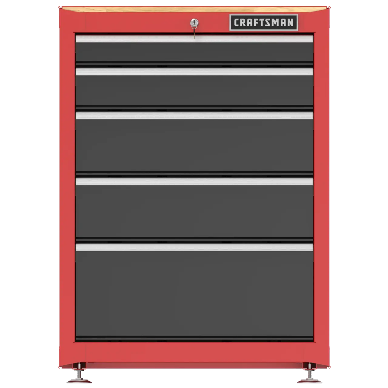 26.5in Wide 5-Drawer Base Cabinet with 1in Thick Wood Work Surface