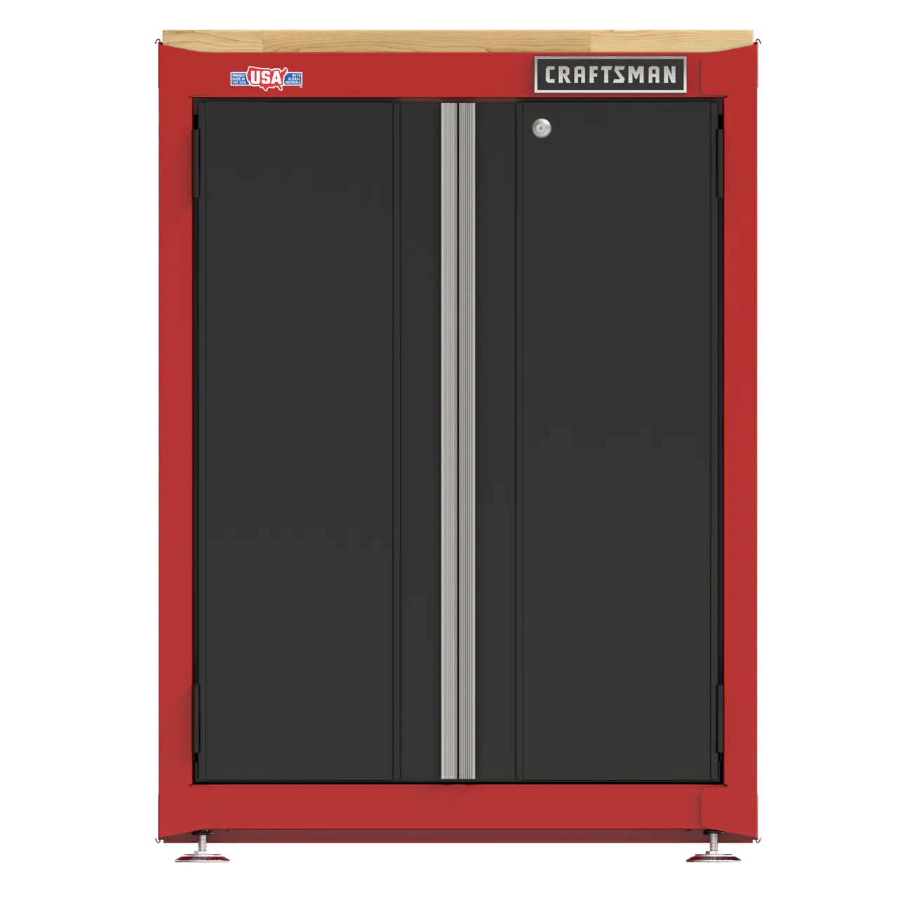 26-1/2 in Wide 2-Door Base Cabinet with Pull Out Drawer and 1in Thick Wood Work Surface