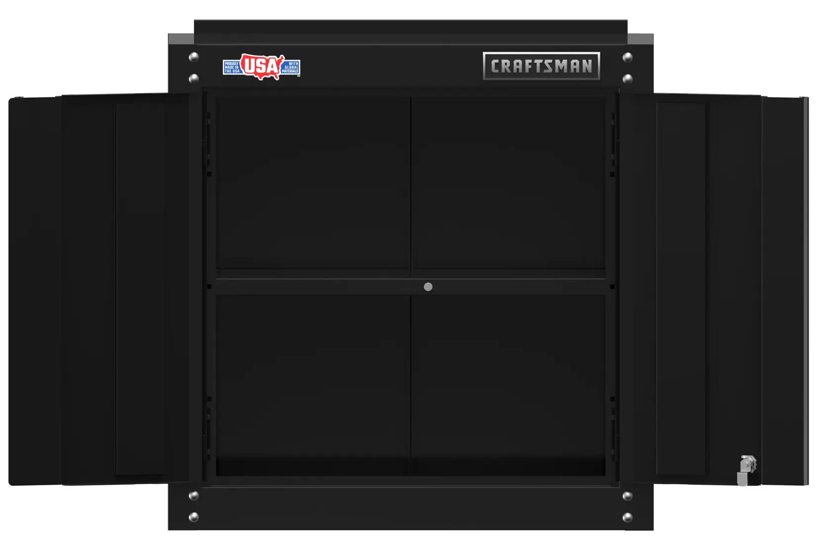 CRAFTSMAN 28-in wide by 28-in high storage wall cabinet straight forward view with doors open
