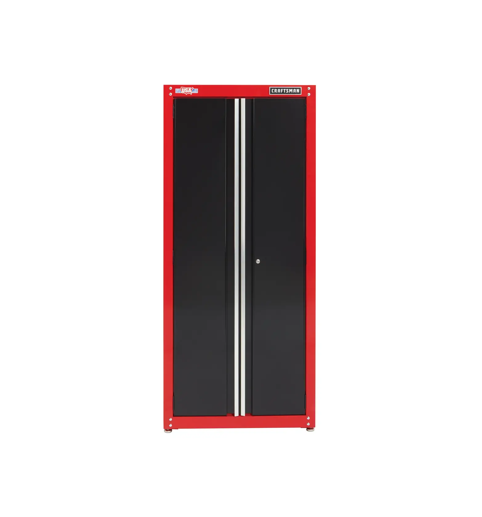 32 inch Wide freestanding tall garage storage cabinet.