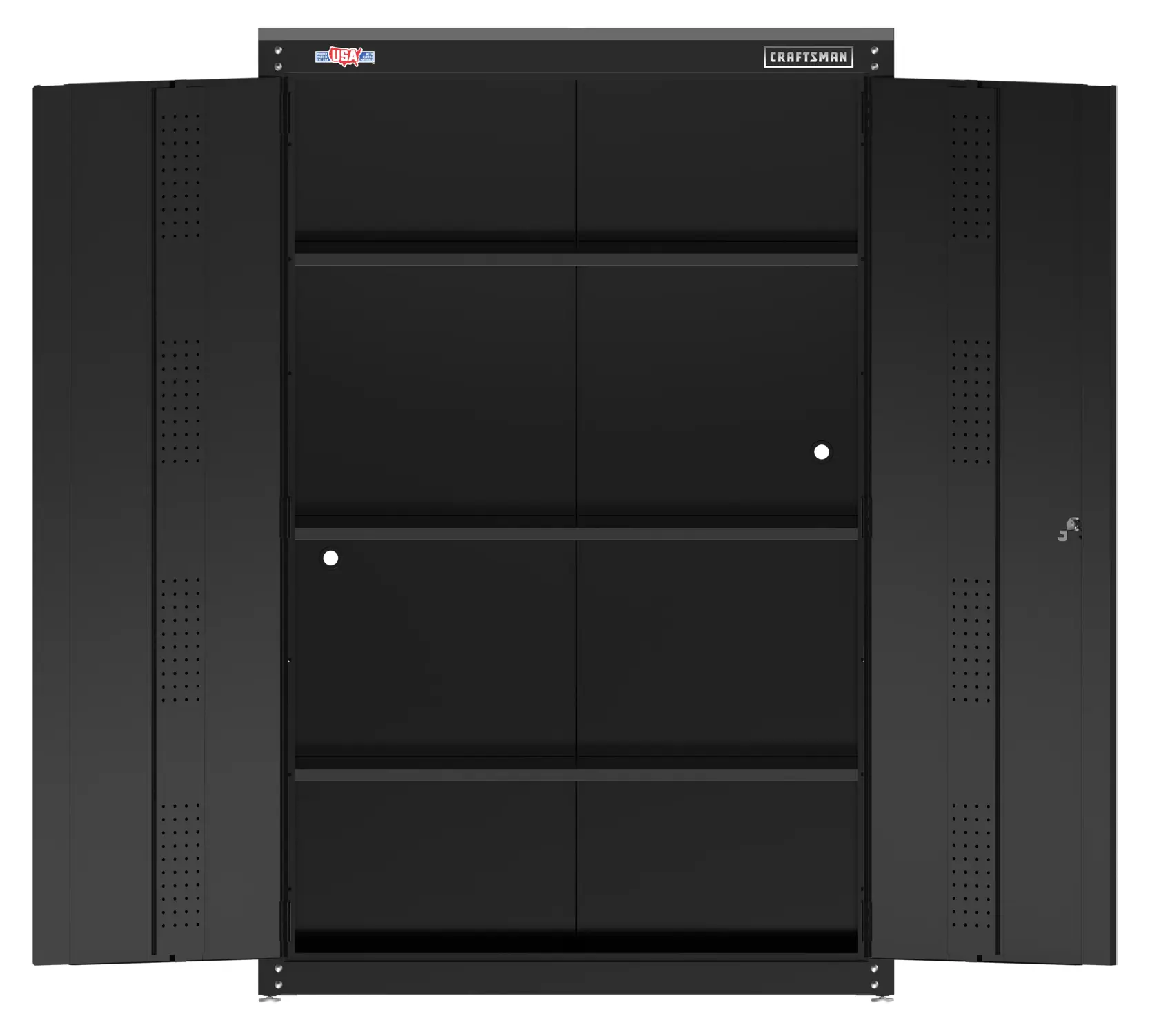 CRAFTSMAN 48-in wide storage cabinet straight forward view with doors open
