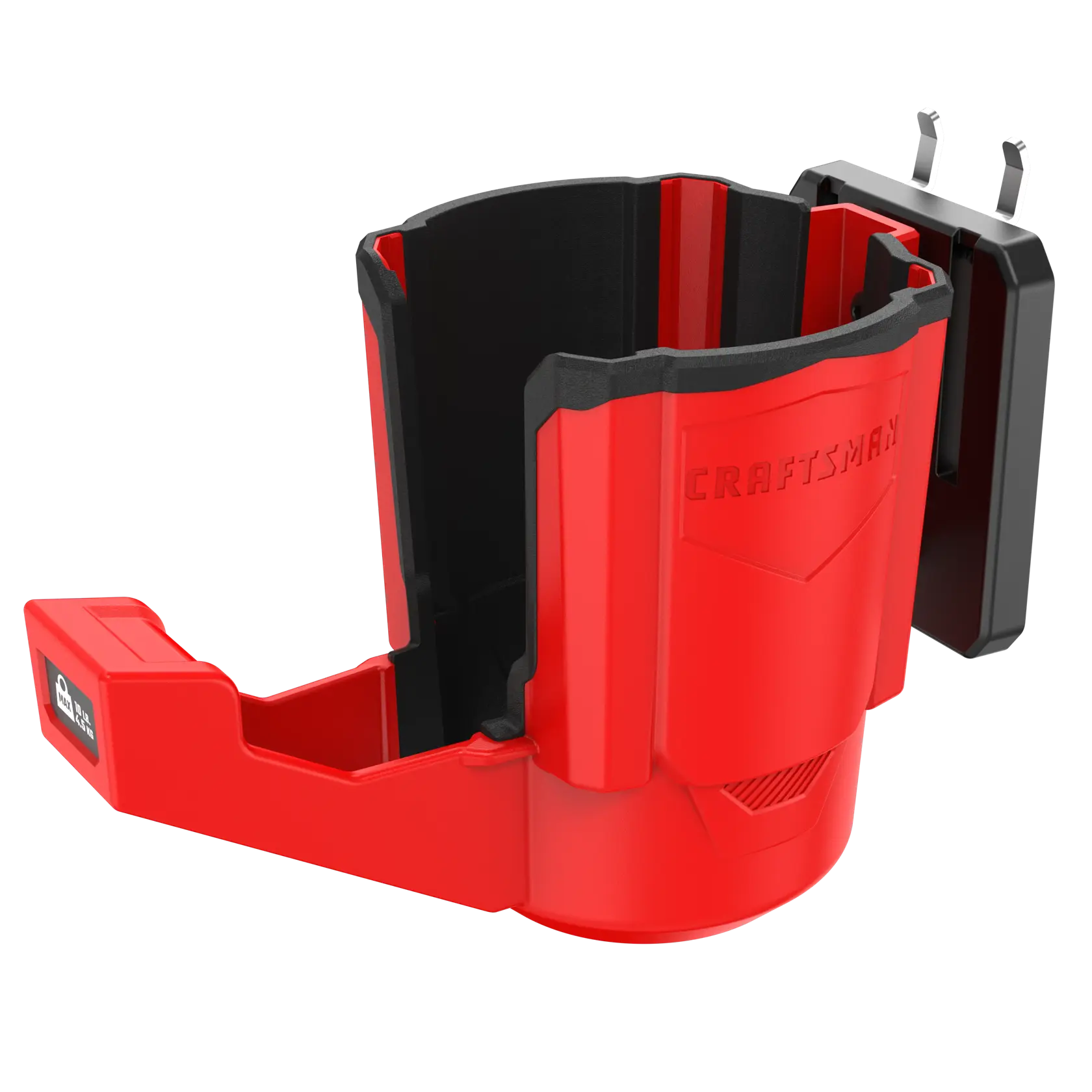 A red and black plastic universal tool holder with the brand name 'CRAFTSMAN' embossed on the front. The holder is designed to be mounted on a wall or pegboard and is suitable for storing various photography or workshop tools.