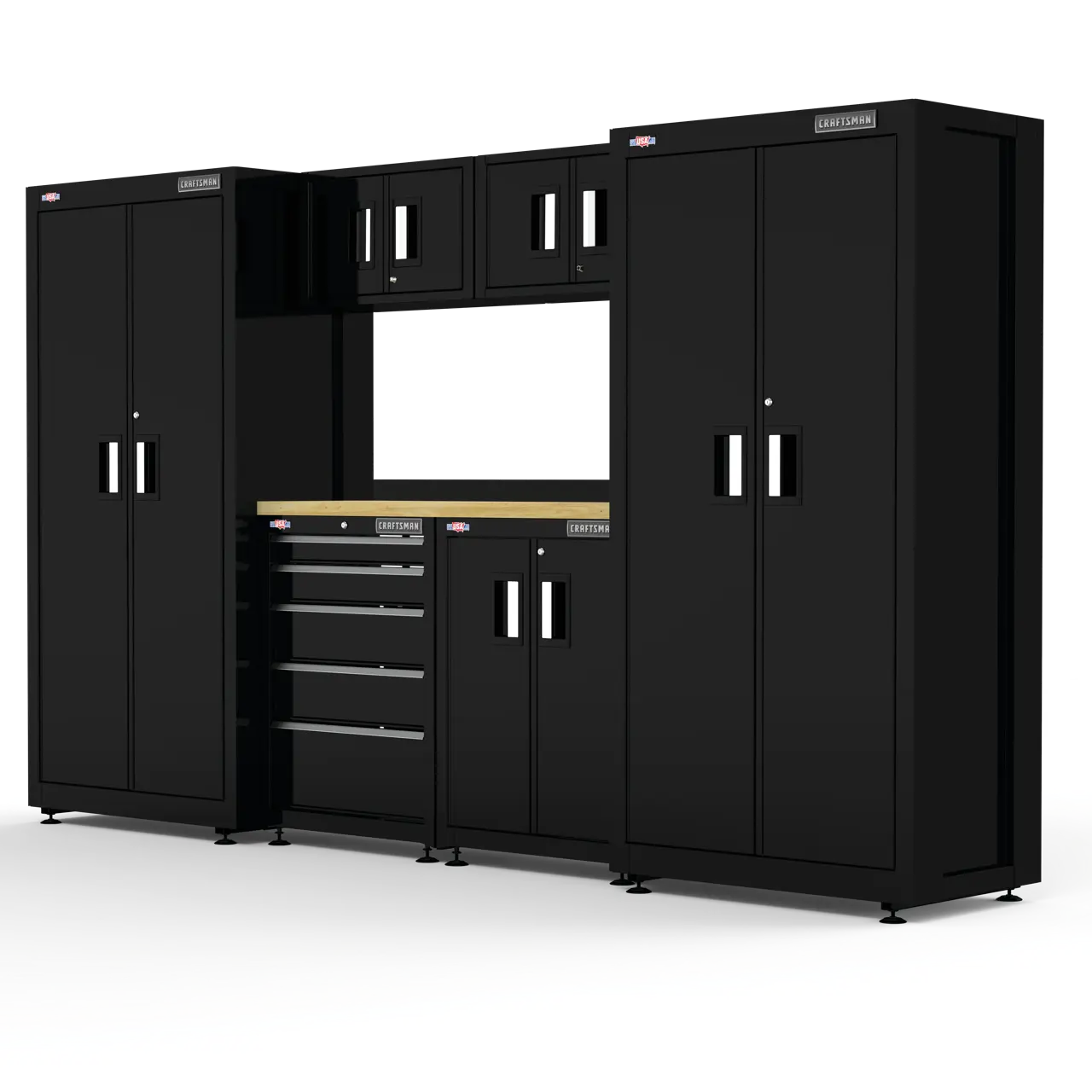 126-in 7-Piece Welded Metal Storage Suite (Black)