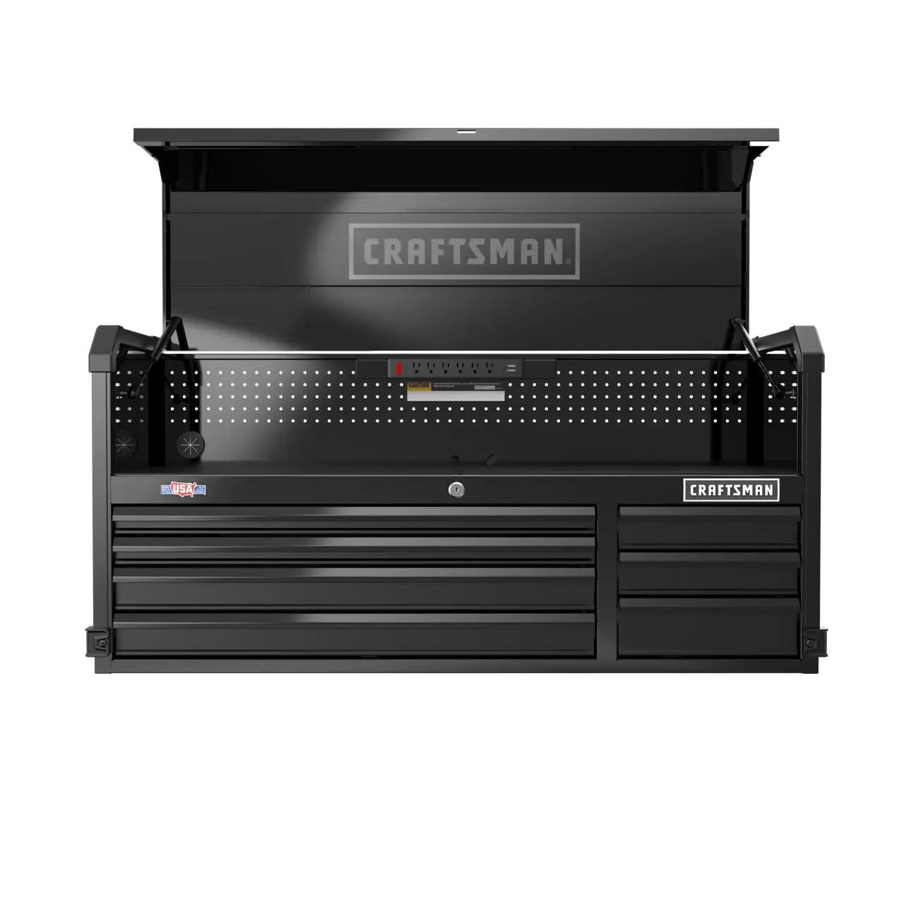 Straight on view of CMST98261bk with hood opened