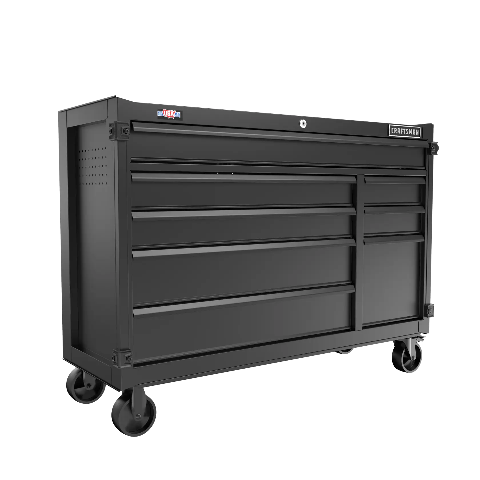 CRAFTSMAN 52-inch Wide 8-Drawer Rolling Tool Cabinet at 3/4 turn