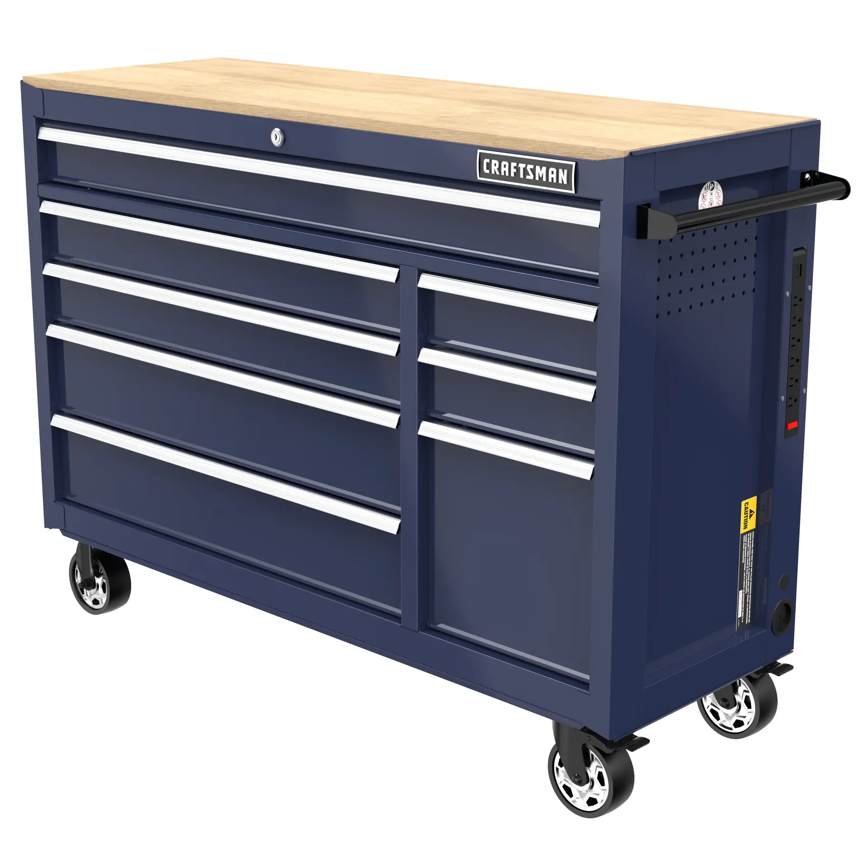 CRAFTSMAN S2000 Workstation in Midnight Blue with Wood Worktop angled view