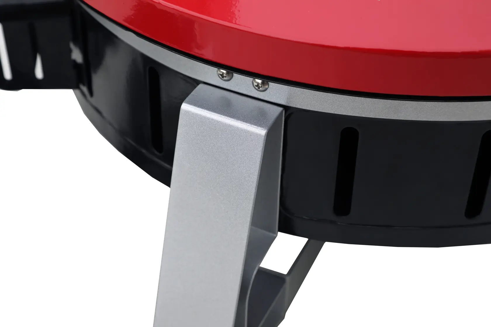 Red Portable Steel Round Propane Gas Firebowl Lid Detail of leg