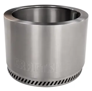 Front view of stainless steel fire pit