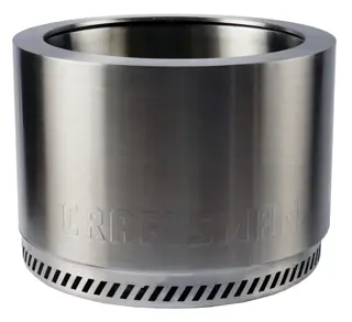 Front view of stainless steel fire pit