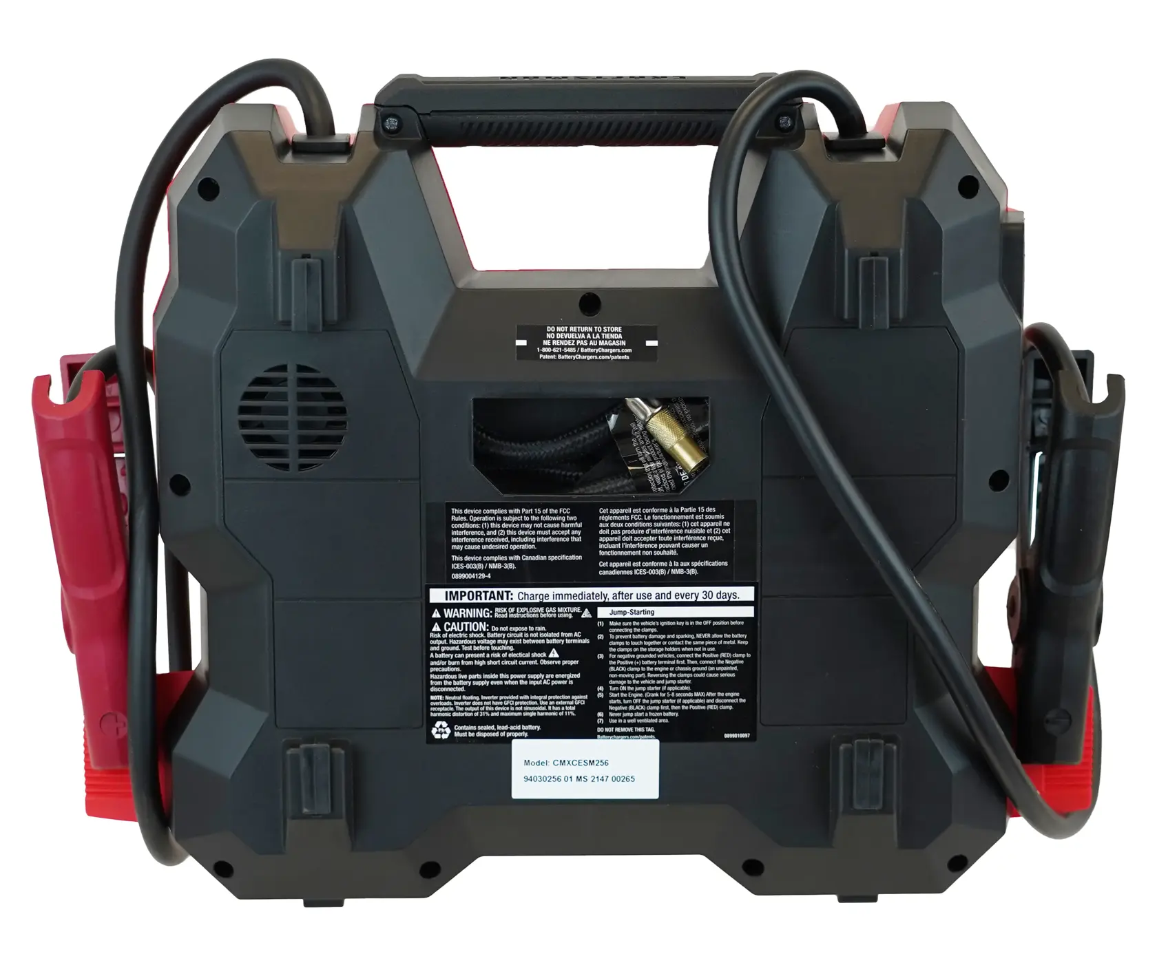 1200 Peak Amp Jump Starter and Portable Power Station rear view