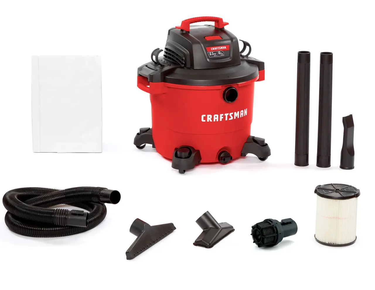 Corded 16-Gallon 6.5 Peak HP Electric Heavy-Duty Wet/Dry With Accessories