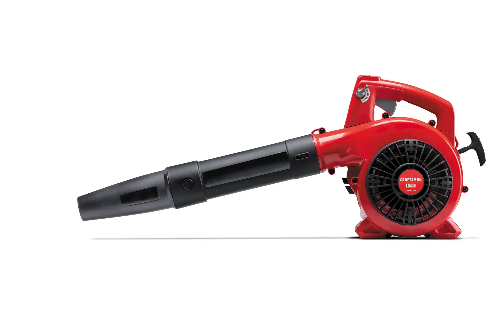 Right profile of 25 C C 2 cycle gas leaf blower.