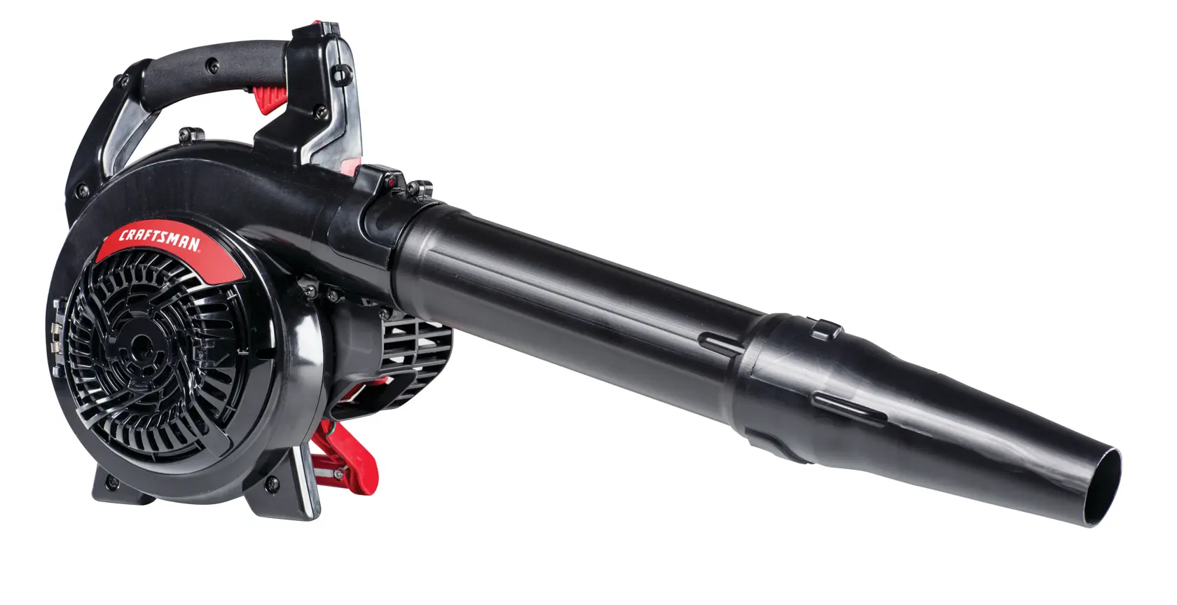 Right profile of 2 cycle full crank engine gas leaf blower vacuum.