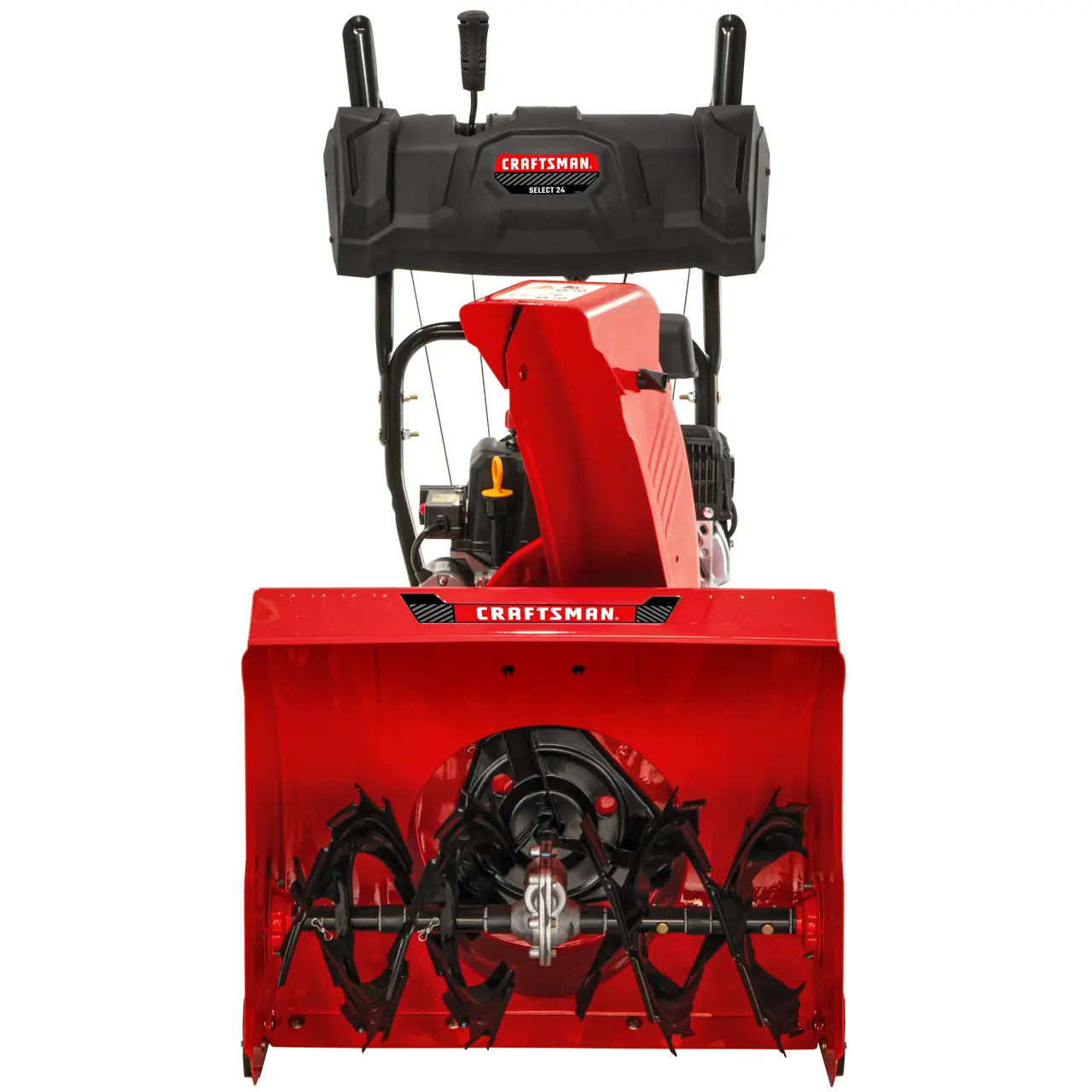 Profile of 28 inch 357CC two stage self propelled gas snow blower with E F I and E G O V engine.