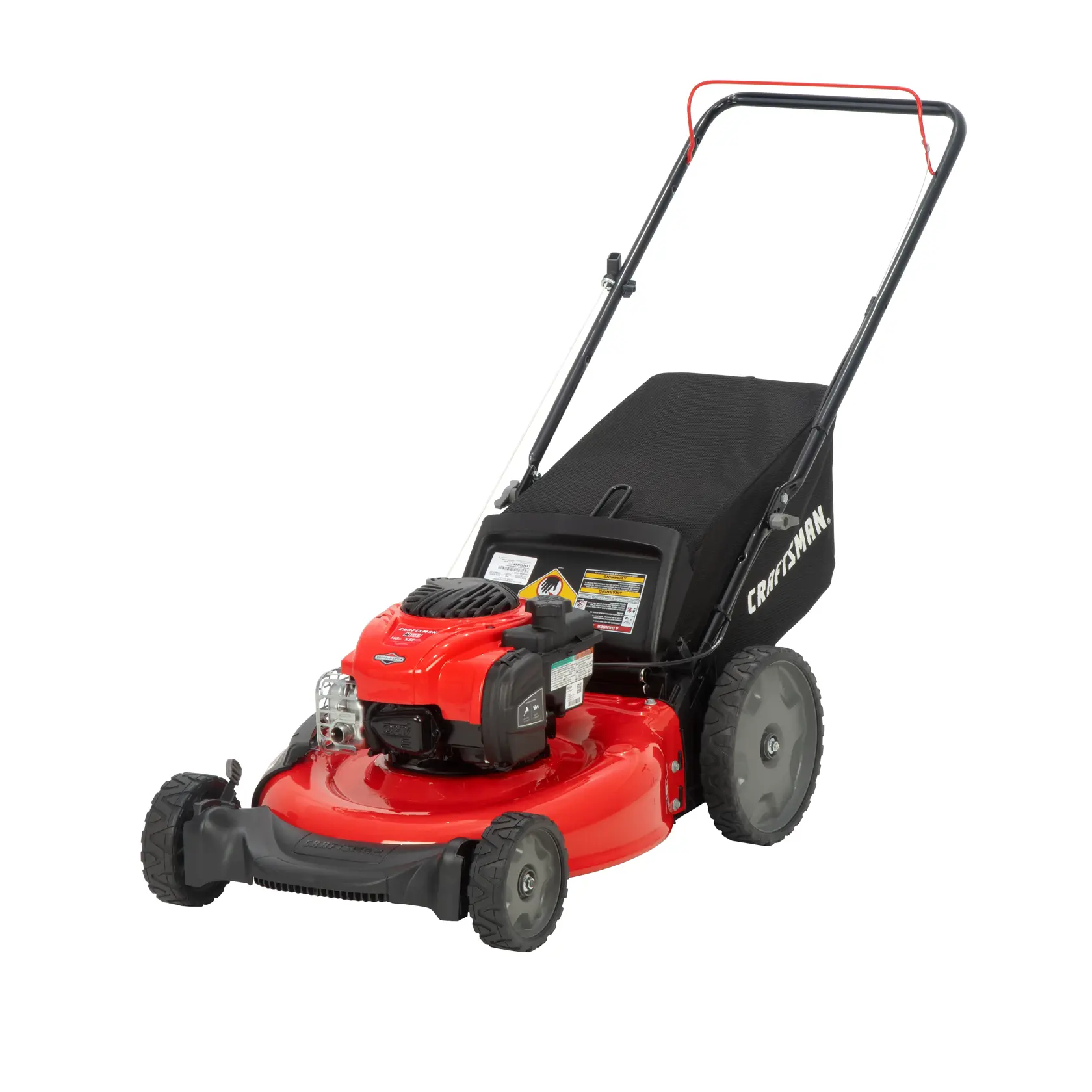 Left profile of 140 c c push mower.