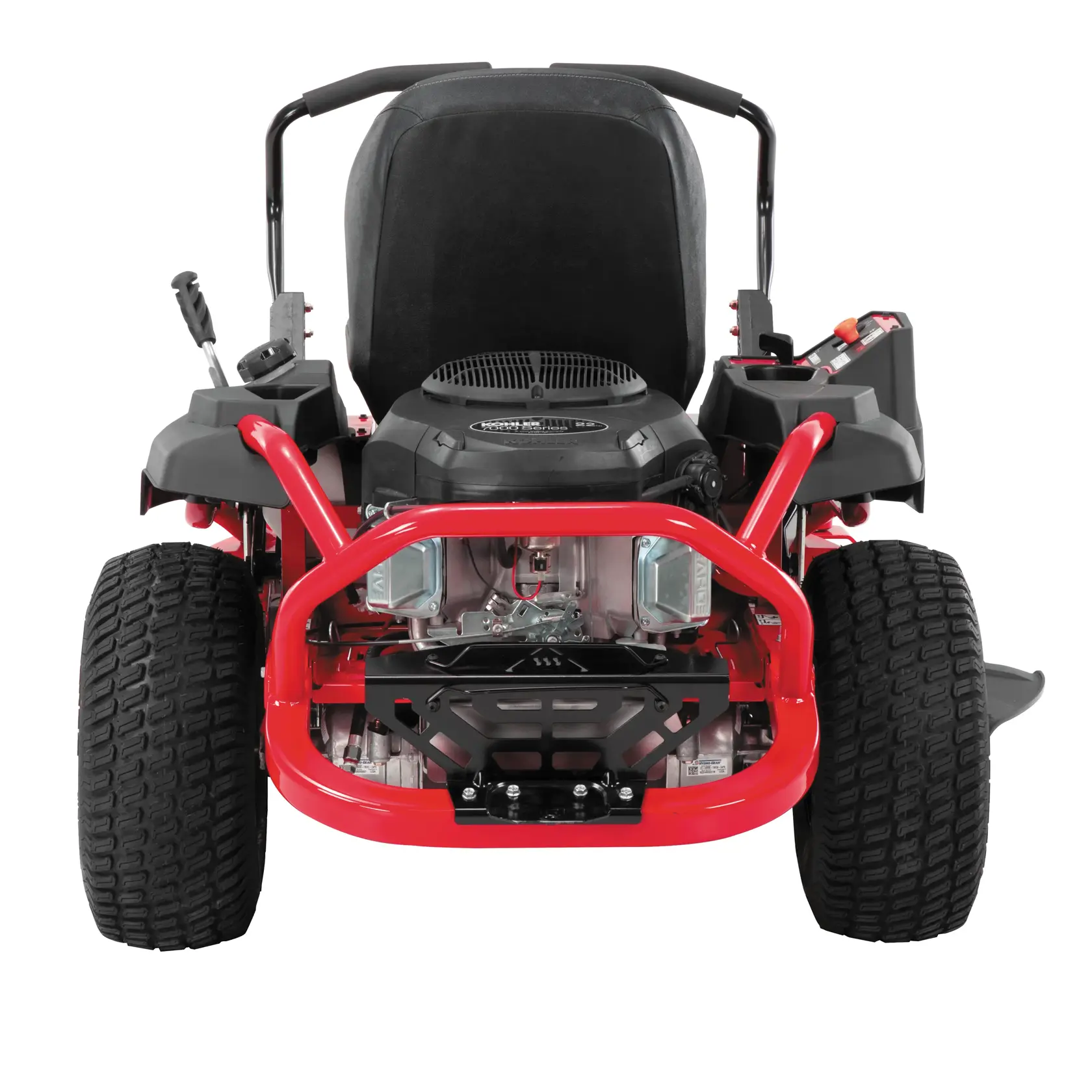 Right profile of 20 h p 42 inch zero turn riding mower.